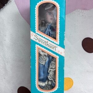 Sweetheart Dynasty Doll Collection Doll in Blue Dress 1980’s Vintage Porcelain
